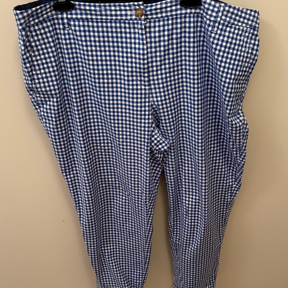 Talbots Blue and White Checkered Chinos